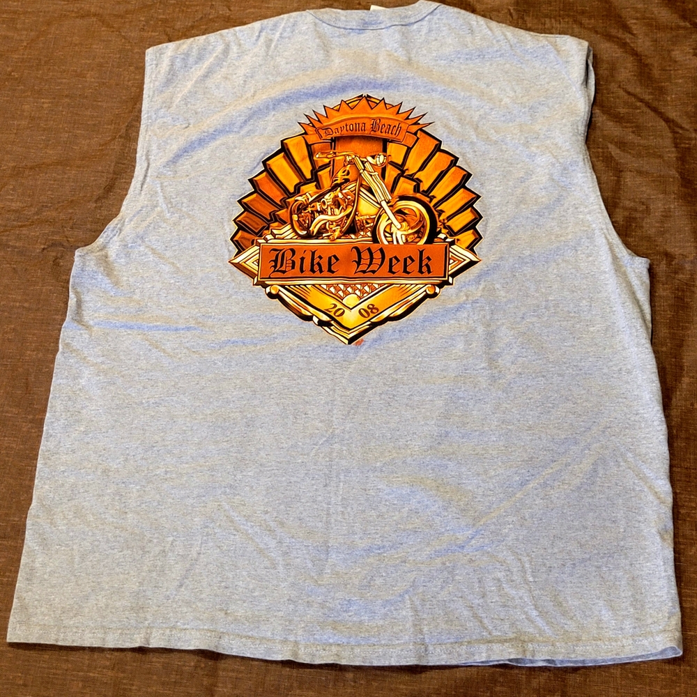Daytona Bike Week 2008 Sleeveless Shirt 3XL Jerzees Biker Rally Tee Gray